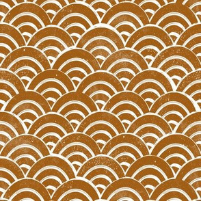 SMALL  Japanese Waves pattern fabric - seigaha fabric, wave fabric, wave pattern, ocean water fabric - rust