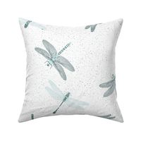 Big Blue Dragonflies on white with splatter