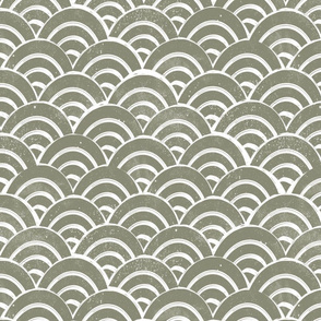 MED  Japanese Waves pattern fabric - seigaha fabric, wave fabric, wave pattern, ocean water fabric - sage