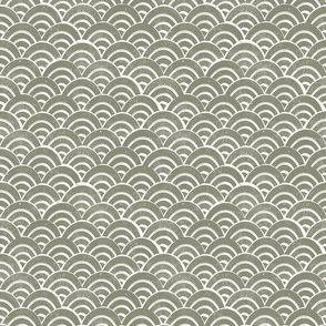 MINI  Japanese Waves pattern fabric - seigaha fabric, wave fabric, wave pattern, ocean water fabric - sage