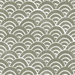 SMALL  Japanese Waves pattern fabric - seigaha fabric, wave fabric, wave pattern, ocean water fabric - sage