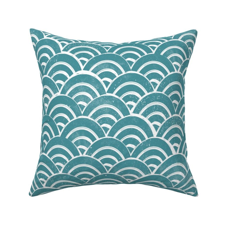 MEDIUm  Japanese Waves pattern fabric - seigaha fabric, wave fabric, wave pattern, ocean water fabric - teal