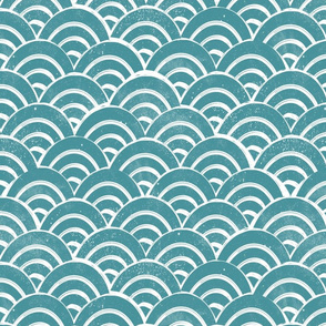 MEDIUm  Japanese Waves pattern fabric - seigaha fabric, wave fabric, wave pattern, ocean water fabric - teal