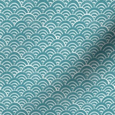 MINI  Japanese Waves pattern fabric - seigaha fabric, wave fabric, wave pattern, ocean water fabric - teal