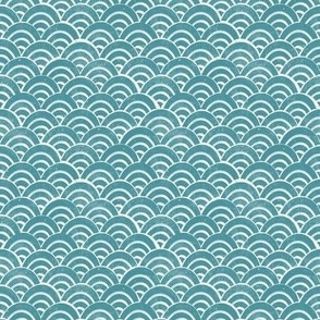 MINI  Japanese Waves pattern fabric - seigaha fabric, wave fabric, wave pattern, ocean water fabric - teal