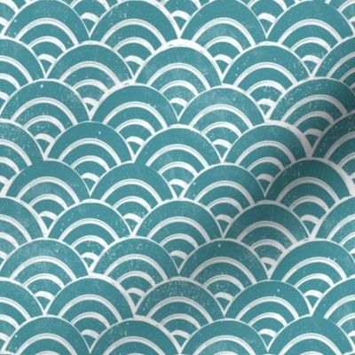 SMALL - Japanese Waves pattern fabric - seigaha fabric, wave fabric, wave pattern, ocean water fabric - teal