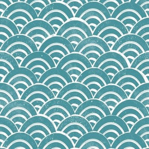 SMALL - Japanese Waves pattern fabric - seigaha fabric, wave fabric, wave pattern, ocean water fabric - teal