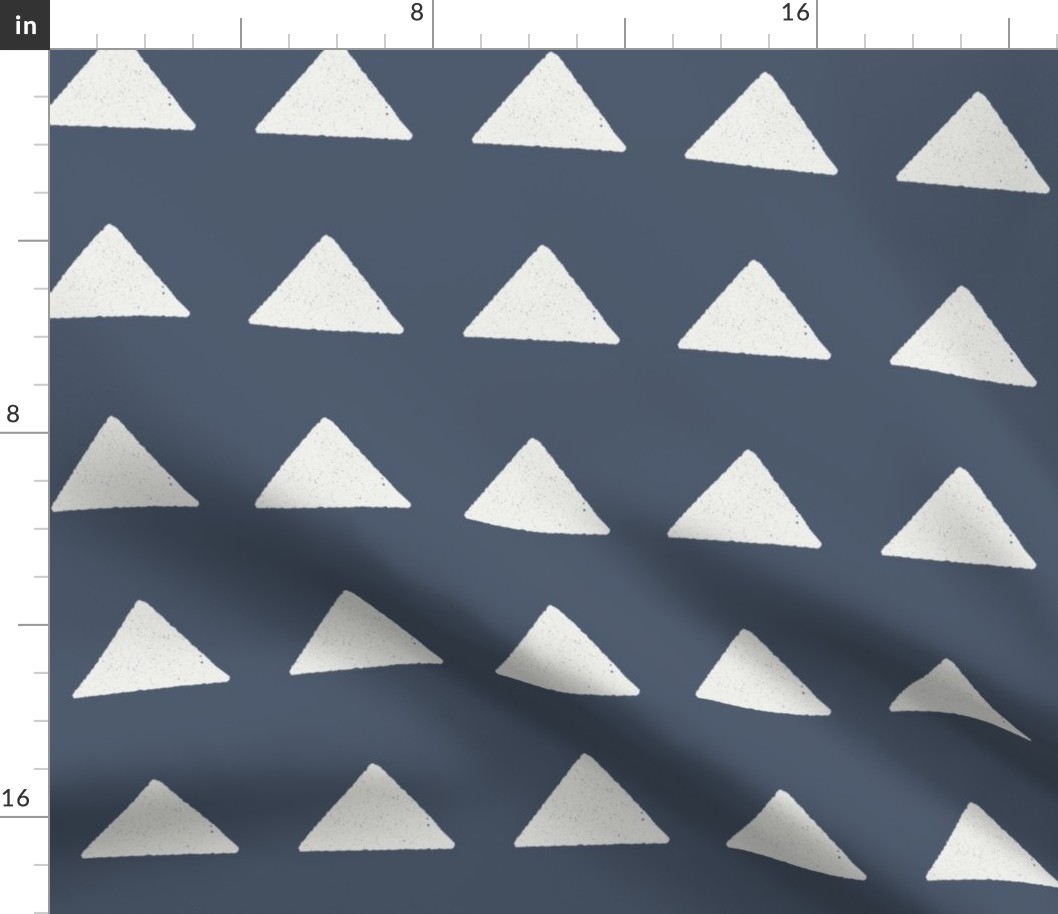 mudcloth triangle fabric - boho hippie fabric, muted nursery fabric, neutral fabric - indigo sfx3928