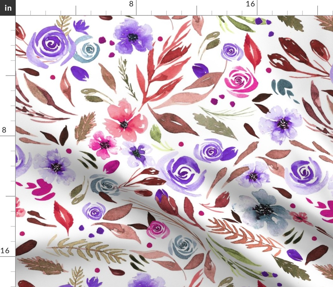 Birthday Blooms Boho| Bohemian Purple Blue Flowers |Renee Davis