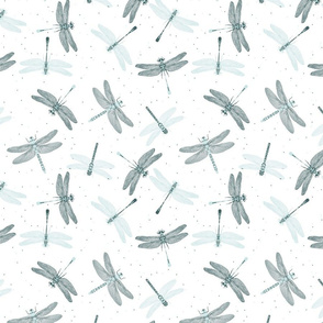 Mint and Blue Dragonflies and dots