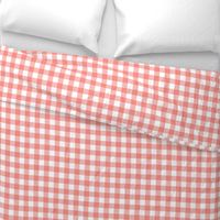 1” Gingham Check (coral + white)