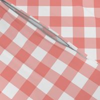 1” Gingham Check (coral + white)