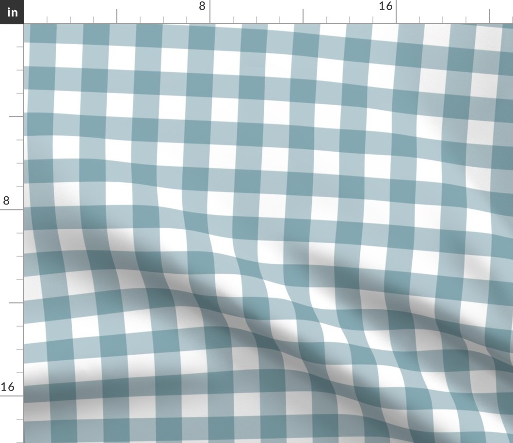 1” Gingham Check (pond + white)