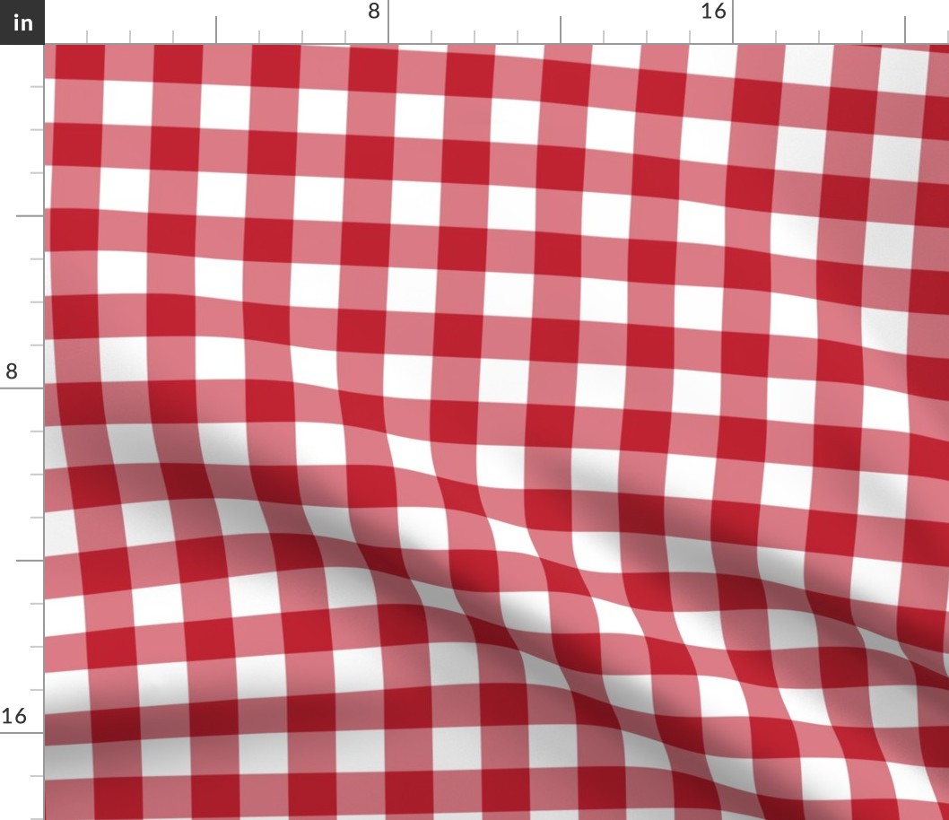 1” Gingham Check (red + white)