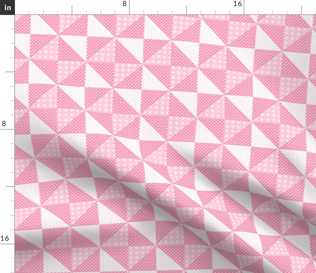 Quilt Block Pink Daisies and Dots