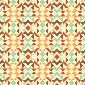 Tribal Triangles Quilt - pastels and warm colours, mint, yellow, brown