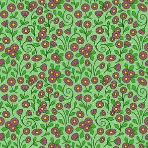 Mod Mini Floral pink and green