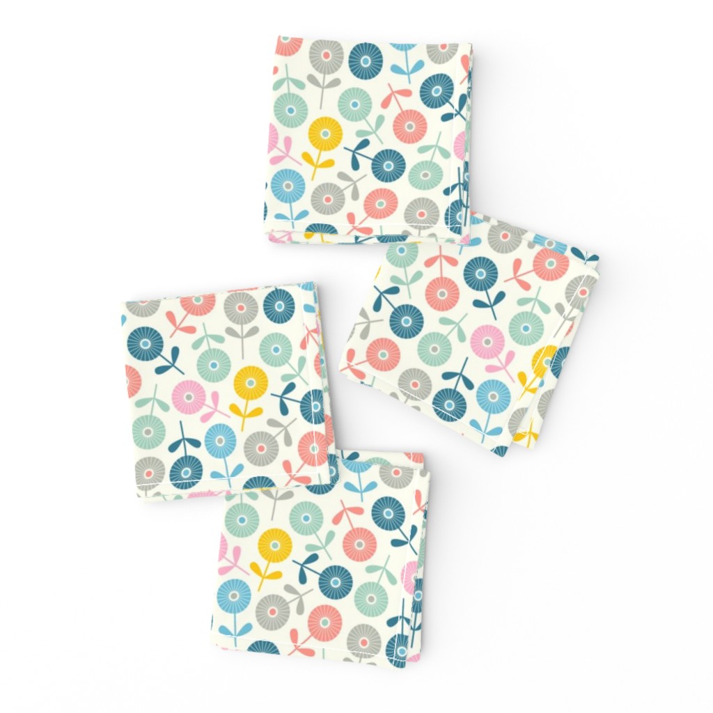 Spring Ditsy Floral in Pastel Colours with Cream - SMALL Scale - UnBlink Studio by Jackie Tahara