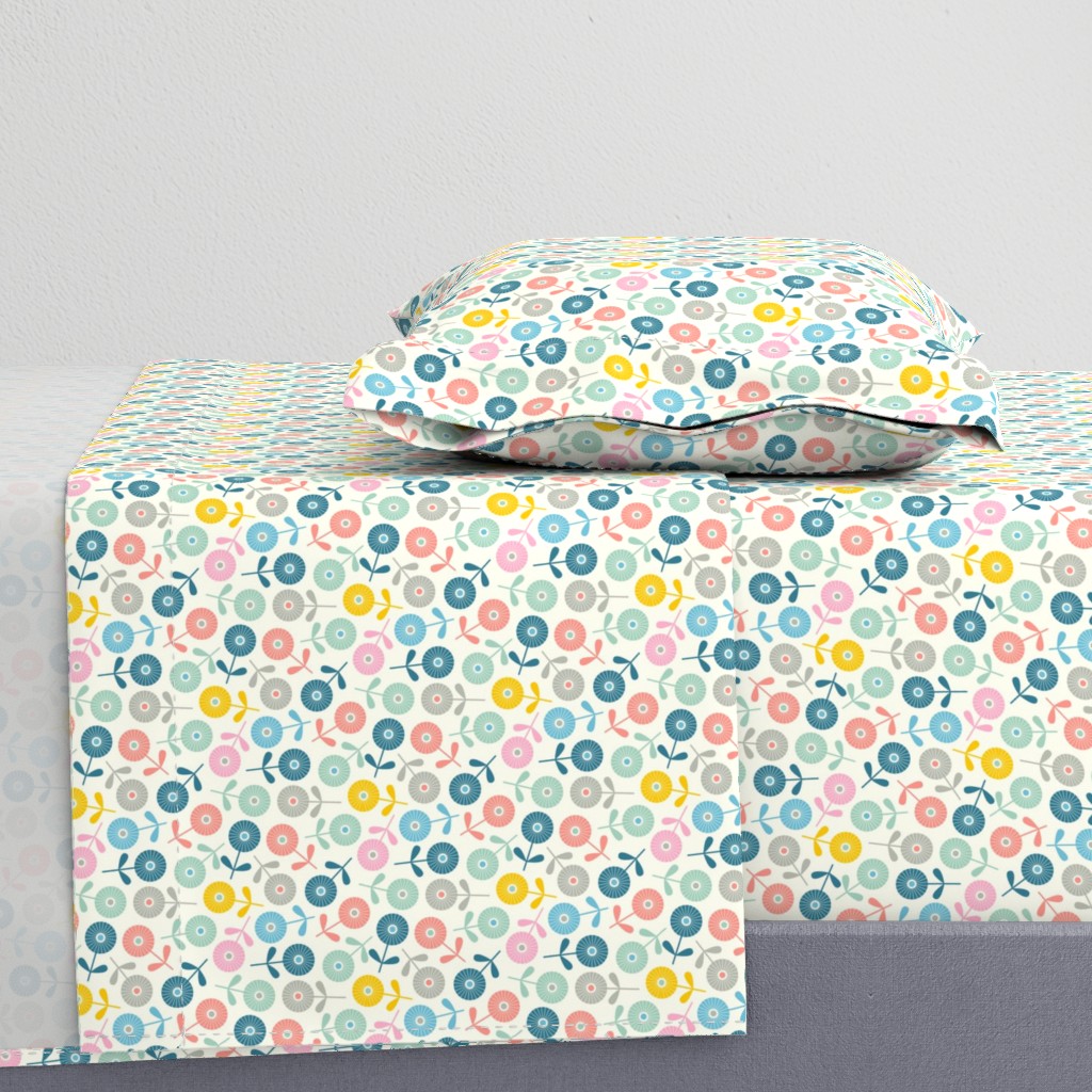 Spring Ditsy Floral in Pastel Colours with Cream - SMALL Scale - UnBlink Studio by Jackie Tahara