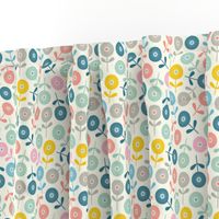 Spring Ditsy Floral in Pastel Colours with Cream - SMALL Scale - UnBlink Studio by Jackie Tahara
