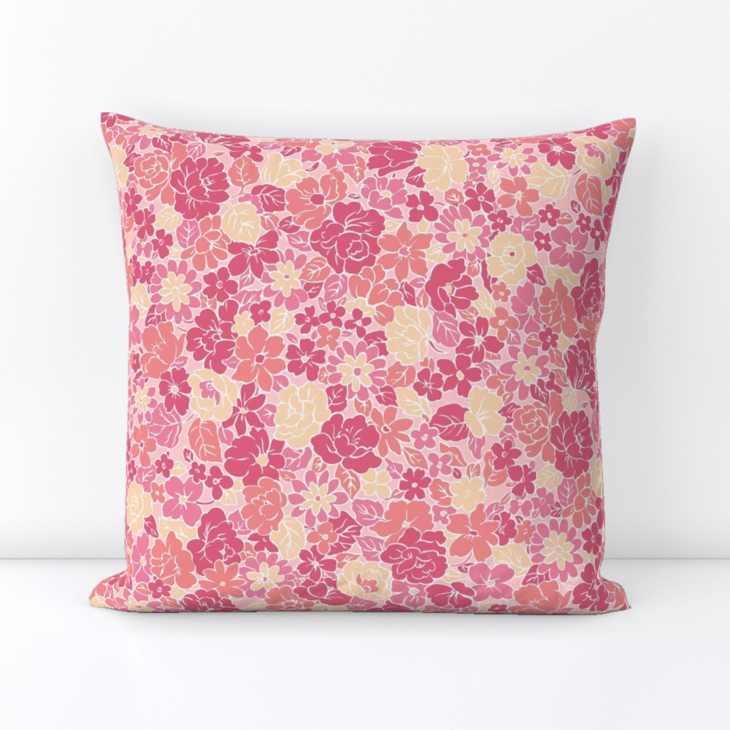 Ditsy Floral Pink Coral Cream