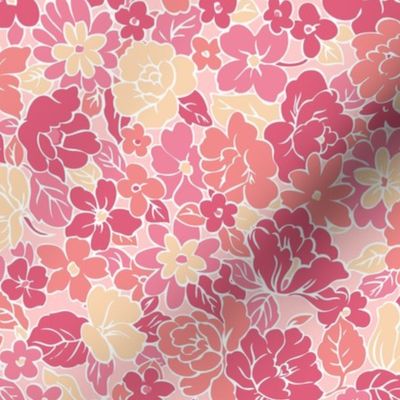 Ditsy Floral Pink Coral Cream