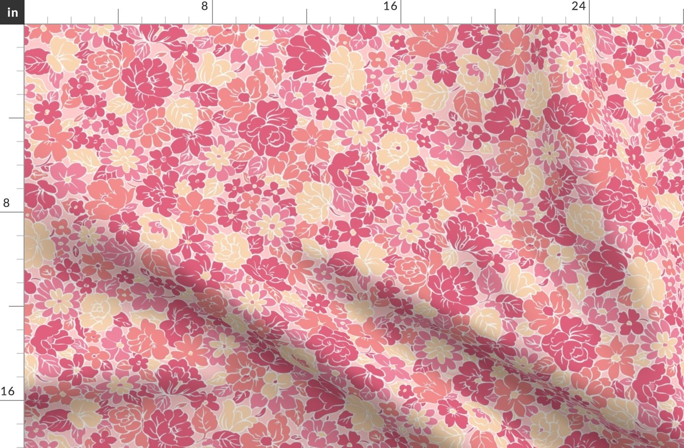 Ditsy Floral Pink Coral Cream