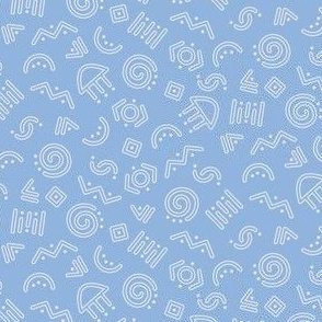 Doodle Dots and Dashes - white on blue