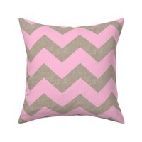 chevron burlap / pink