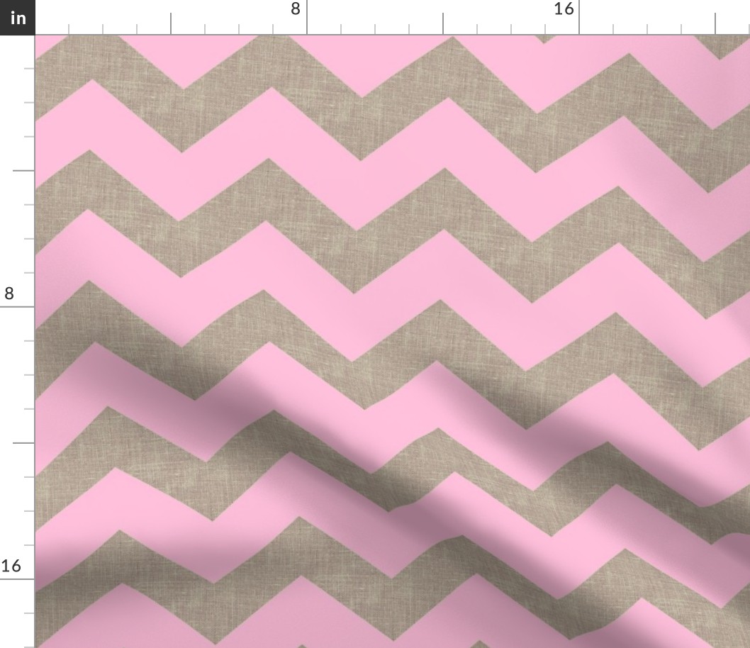 chevron burlap / pink