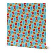 Burger, Soda & Fries Pattern - Blue