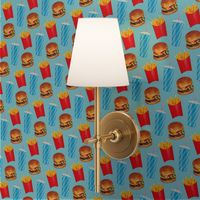 Burger, Soda & Fries Pattern - Blue