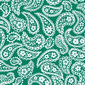 White 70's Paisley (emerald) 9” medium 