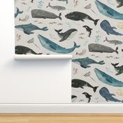 Whale song blue on gray 