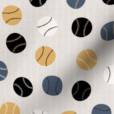 SMALL baseballs_linen grid_gold and storm blue