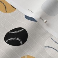 SMALL baseballs_linen grid_gold and storm blue