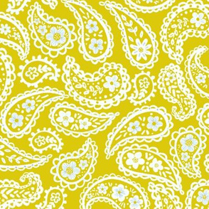 White 70's Paisley  (yellow) 10” med
