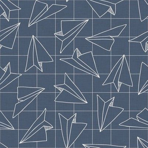 linen grid_paper planes_storm blue