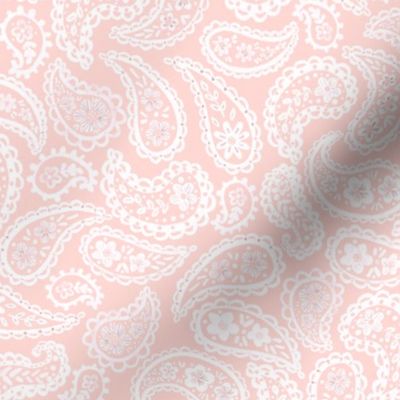 White 70’s Paisley (pastel peach) 9” me