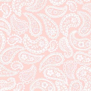 White 70’s Paisley (pastel peach) 9” me