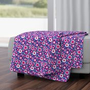 Ditsy Modern Floral in bright blue, pink and white - small scale 