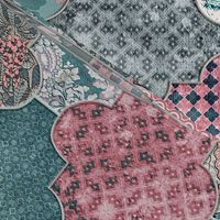 Teal Blue Dusty Pink Decorative Moroccan Tiles Deep Red Powder Green