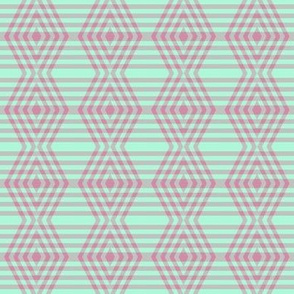 JP28 - Buffalo Plaid Diamonds on Stripes in Creamed Raspberry Pink and Minty Green
