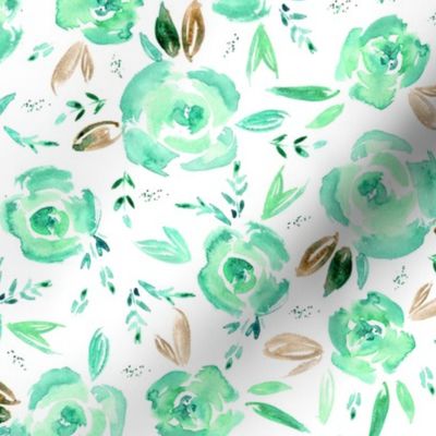 Emerald roses ★ watercolor florals for modern home decor, bedding, nursery