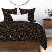 Bronze neutral roses on black ★ painted flowers for modern minimal home decor, bedding, nursery