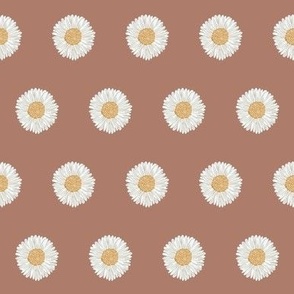 daisy fabric - sfx1227 cafe - nursery fabric, floral fabric, earth toned fabric, trendy floral fabric, baby bedding fabric 