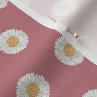 daisy fabric - sfx1610 dusty rose - nursery fabric, floral fabric, earth toned fabric, trendy floral fabric, baby bedding fabric 