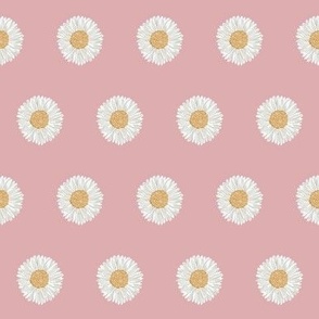 daisy fabric - sfx1611 powder pink - nursery fabric, floral fabric, earth toned fabric, trendy floral fabric, baby bedding fabric 