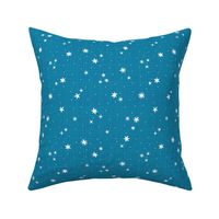 White Stars on Blue, Striped Fabric with Shades of Blue