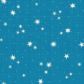 White Stars on Blue, Striped Fabric with Shades of Blue